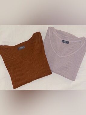 Sweet Lovely Waffle Knit Long Sleeve Shirts - Set of 2